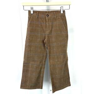 JANIE AND JACK Boys Size 4 Cotton Corduroy Plaid Pants Zip Fly Brown